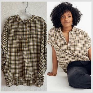 NEW Madewell Central Popover Shirt Carlton Plaid Relaxed Yellow 3X